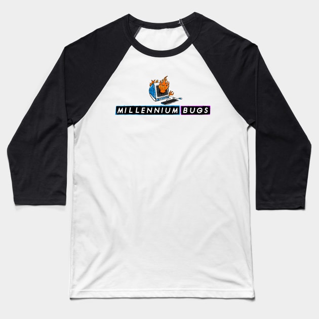 8-Bit Millennium Bugs Baseball T-Shirt by rokrjon